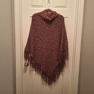 Wind River Elegant Brown Tones Fringed Poncho